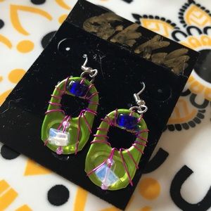 Up-Cycled Soda Pop Bottle Top Earrings Wire Wraped